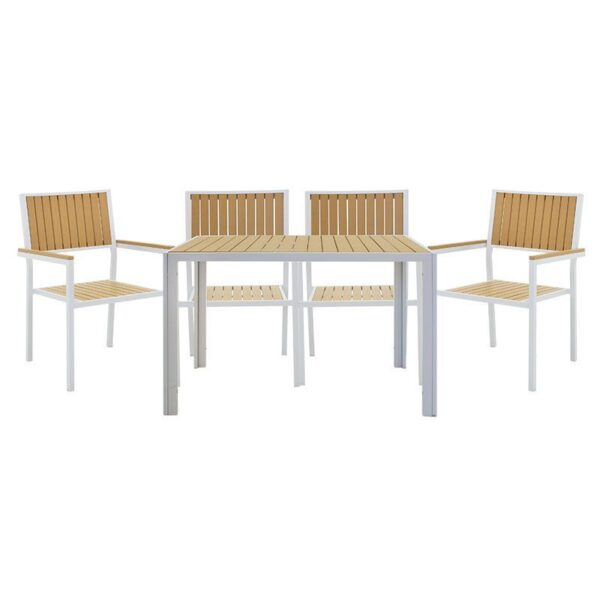 Garden dining set Tessa pakoworld set of 5pcs white-natural metal 120x80x75cm 136-000015
