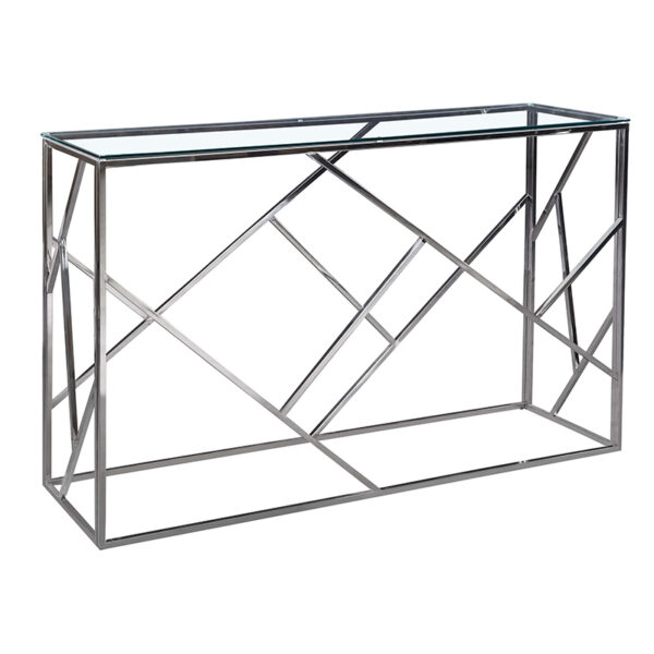 Console Mabs pakoworld silver stainless steel - glass 8mm 120x40x78cm 138-000004