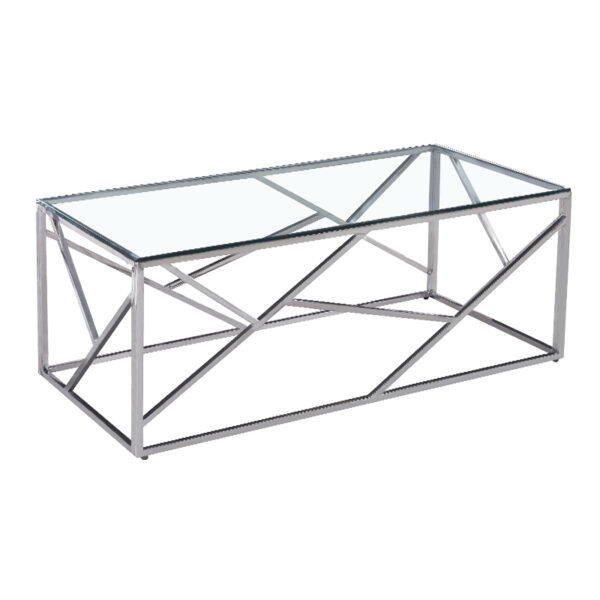 Coffee table Mabs pakoworld glass 8mm-stainless steel silver 120x60x40cm 138-000005
