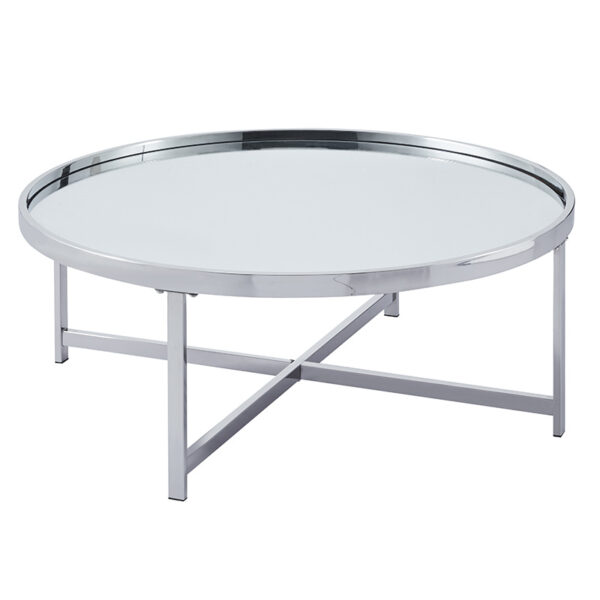 Coffee table Tristan pakoworld steel silver-glass silver D105x45cm 138-000018