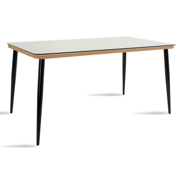 Naoki pakoworld table metal black-pe natural-glass 160x90x78cm 140-000003