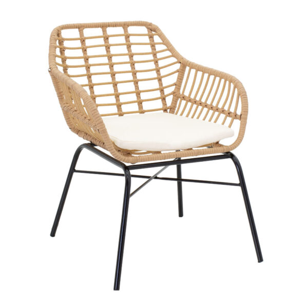 Naoki pakoworld armchair metal black-pe natural 140-000009
