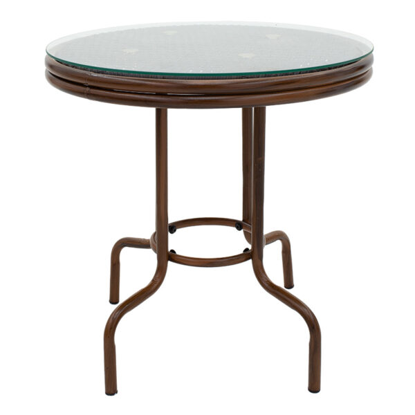 Table Paula pakoworld metal-pe rattan brown D60x60cm 140-000030
