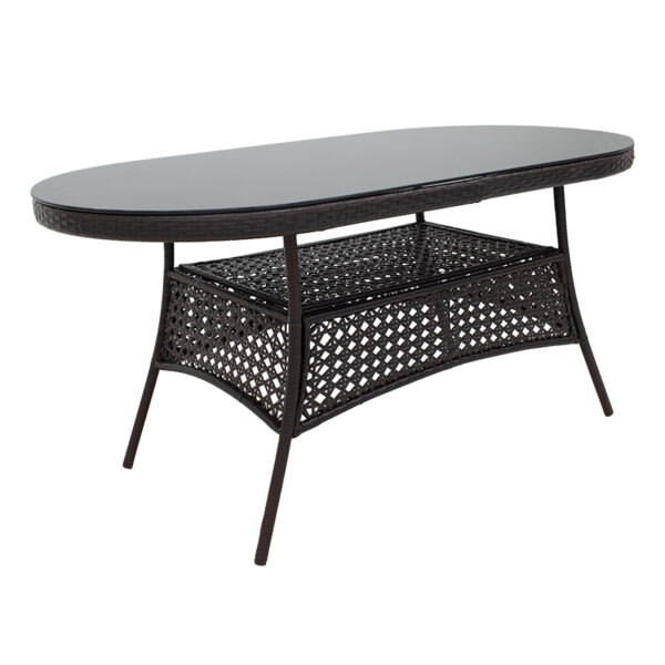 Table Cellin pakoworld metal-pe rattan brown 160x80x77cm 140-000037