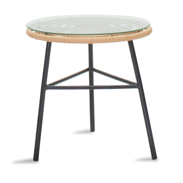 Table Gaus pakoworld metal black-pe natural-glass D45x46cm 140-000038