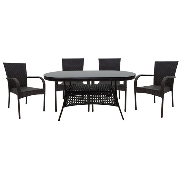 Garden dining set 5pcs Cellin pakoworld pe brown-metal 140-000051