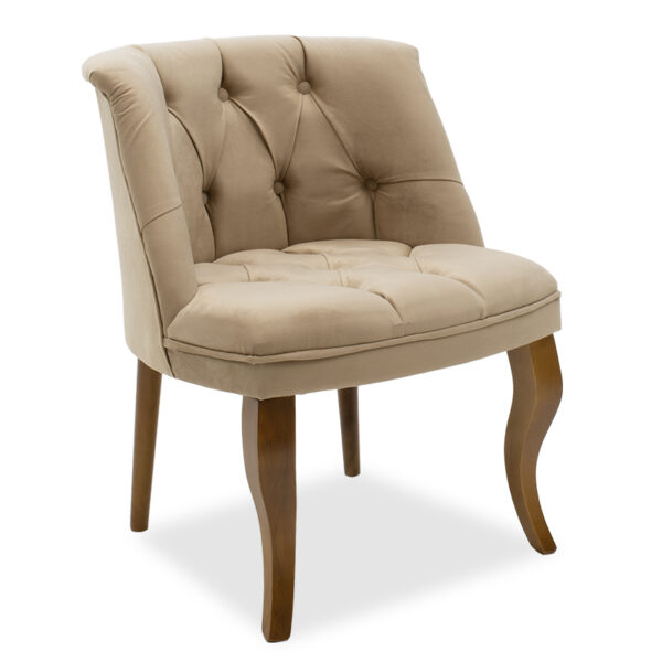 Armchair Loreta pakoworld velvet beige-walnut 59x64x73cm 146-000006