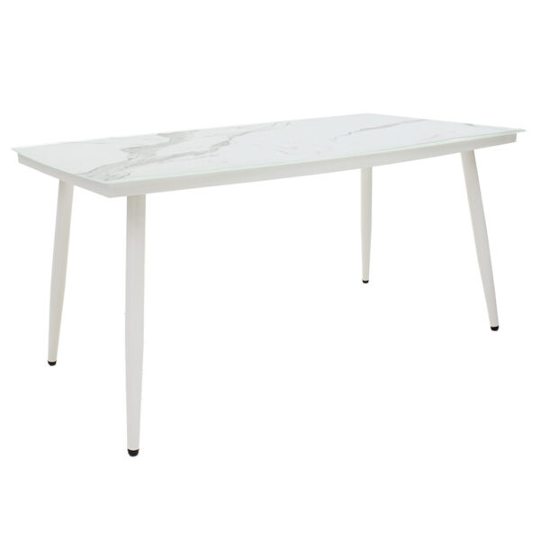 Table Zeren pakoworld metal white-glass 160x90x78cm 151-000005