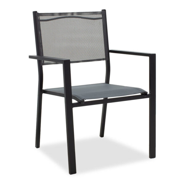 Garden armchair Moly pakoworld metal black textilene dark gray 152-000001