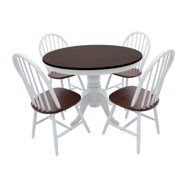 Dining set 5pcs Alice-Adalyn pakoworld MDF walnut-white D106x78cm 153-000008