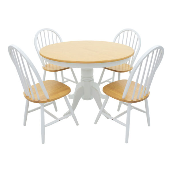 Dining set 5pcs Alice-Adalyn pakoworld MDF natural-white D106x78cm 153-000010