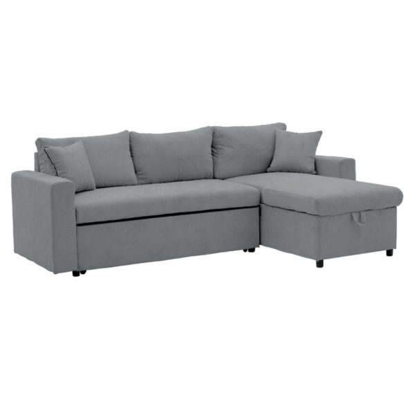 Corner sofa-bed reversible Lilian pakoworld fabric grey 225x148x81cm 166-000020