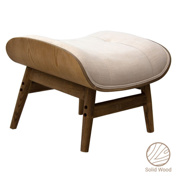 Relax stool Mirto pakoworld solid wood walnut-fabric ivory 63x50x46cm 167-000004