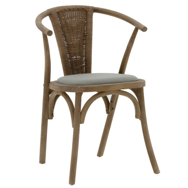 Chair Dourel pakoworld fabric grey-rattan leg natural 167-000012
