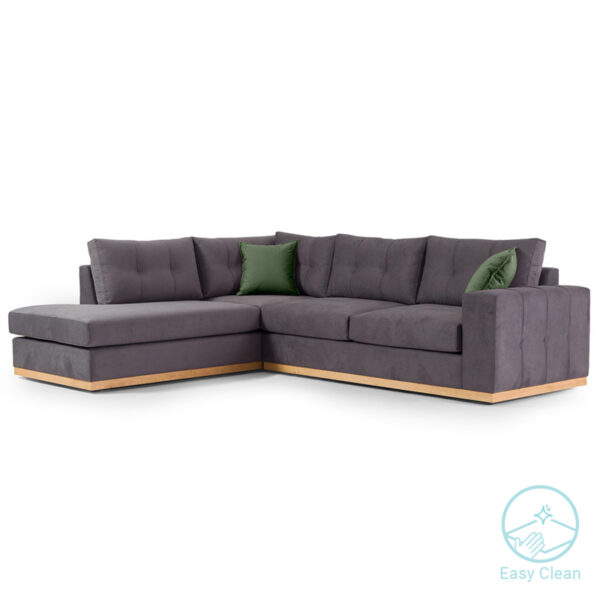 Corner sofa Boston pakoworld right corner anthracite-cypress fabric 280x225x90cm 168-000004