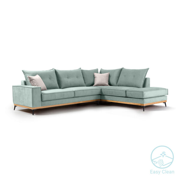 Corner sofa Luxury II pakoworld left corner fabric ciel-cream 290x235x95cm 168-000007