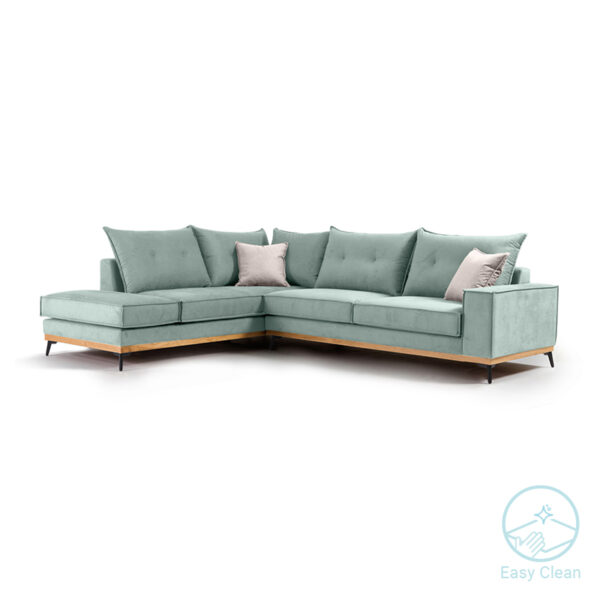 Corner sofa Luxury II pakoworld right corner fabric ciel-cream 290x235x95cm 168-000008