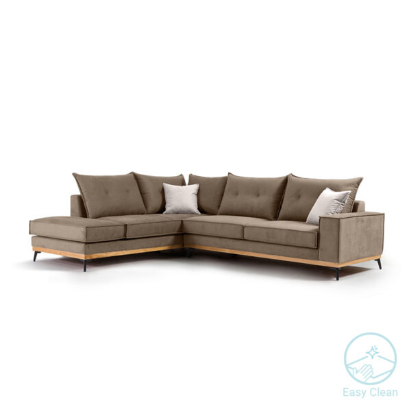 Corner sofa Luxury II pakoworld right corner fabric mocha-cream 290x235x95cm 168-000010