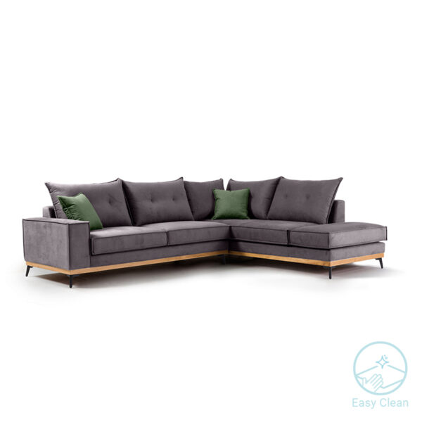 Corner sofa Luxury II pakoworld left corner fabric dark grey-dark green 290x235x95cm 168-000011