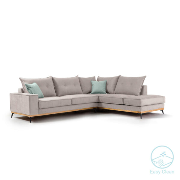 Corner sofa Luxury II pakoworld left corner fabric elephant-ciel 290x235x95cm 168-000013