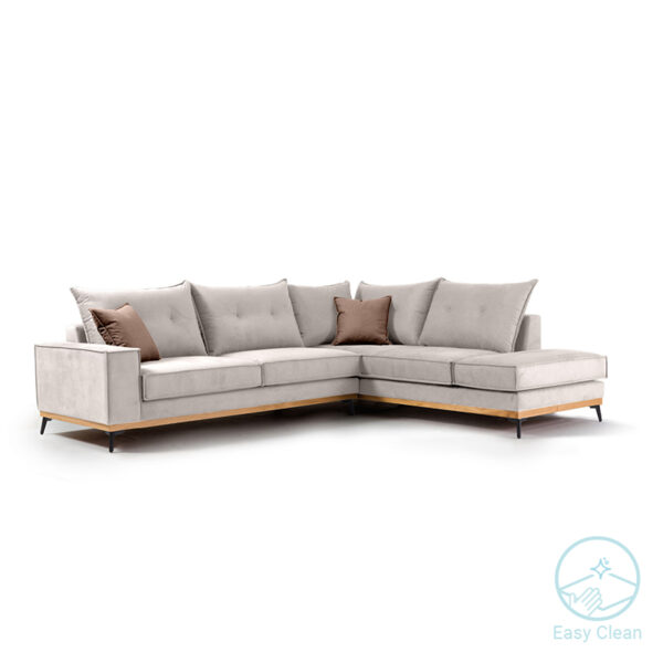 Corner sofa Luxury II pakoworld left corner fabric  cream-mocha 290x235x95cm 168-000015