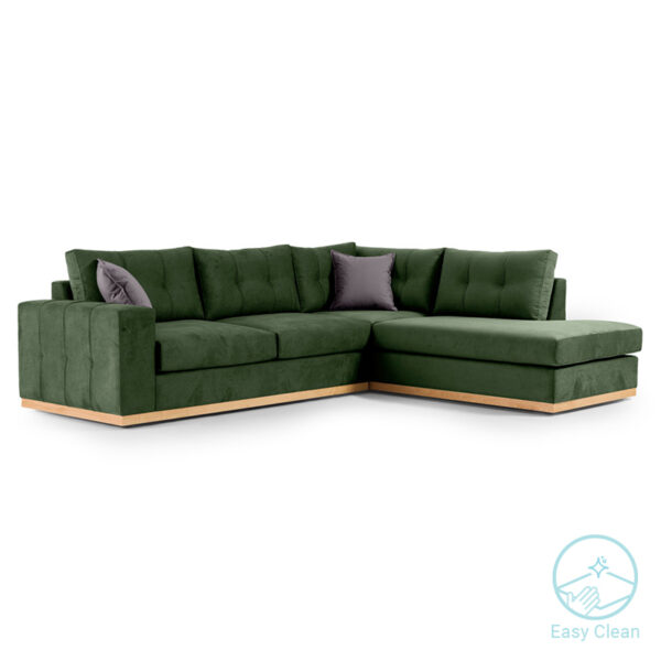 Corner sofa Boston pakoworld left corner fabric dark green-dark grey 280x225x90cm 168-000017