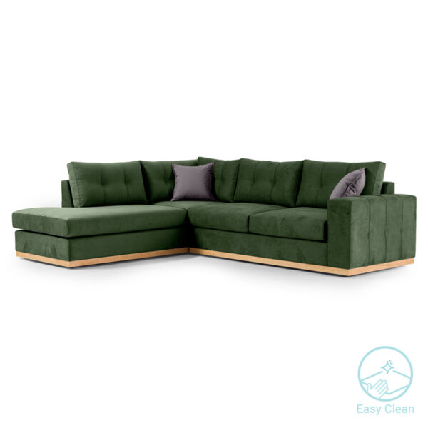 Corner sofa Boston pakoworld right corner fabric dark green-dark grey 280x225x90cm 168-000018