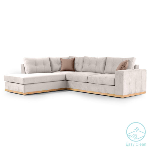 Corner sofa Boston pakoworld right corner fabric cream-mocha 280x225x90cm 168-000020