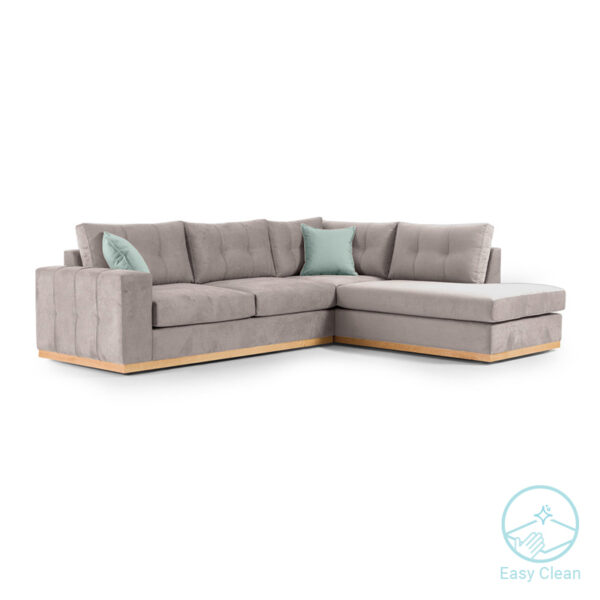 Corner sofa Boston pakoworld left corner fabric elephant-ciel 280x225x90cm 168-000021
