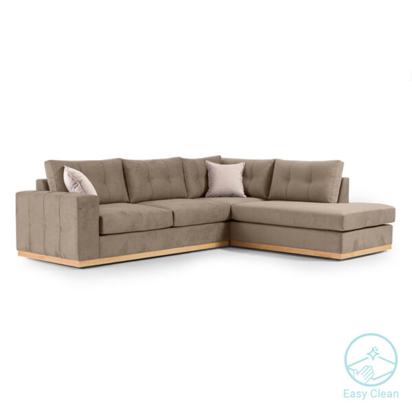 Corner sofa Boston pakoworld left corner fabric mocha-cream 280x225x90cm 168-000023