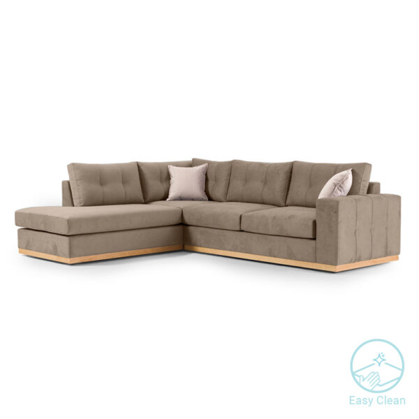 Corner sofa Boston pakoworld right corner fabric mocha-cream 280x225x90cm 168-000024