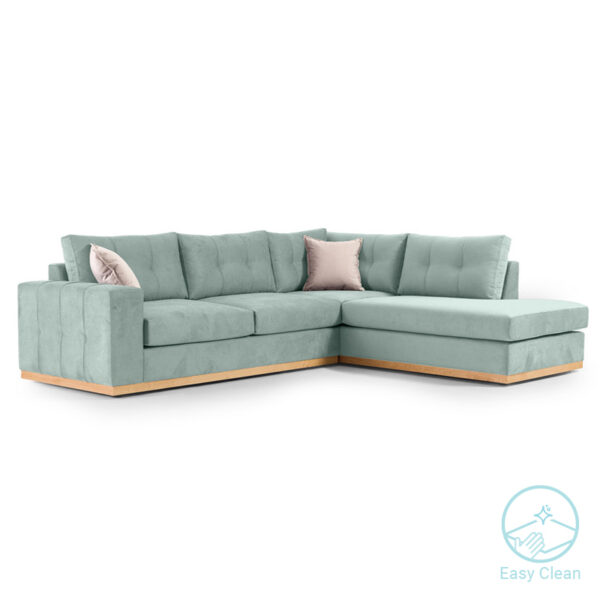 Corner sofa Boston pakoworld left corner fabric ciel-cream 280x225x90cm 168-000025