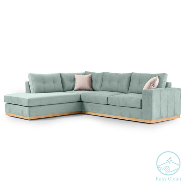 Corner sofa Boston pakoworld right corner fabric ciel-cream 280x225x90cm 168-000026