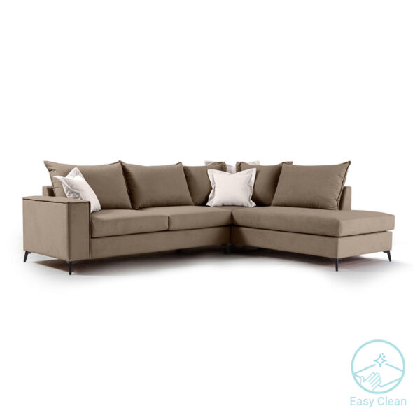 Corner sofa Boston pakoworld left corner fabric mocha-cream 290x235x95cm 168-000027