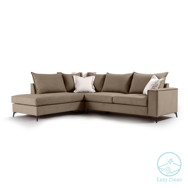 Corner sofa Boston pakoworld right corner fabric mocha-cream 290x235x95cm 168-000028