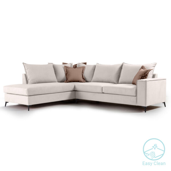 Corner sofa Boston pakoworld right corner fabric cream-mocha 290x235x95cm 168-000030