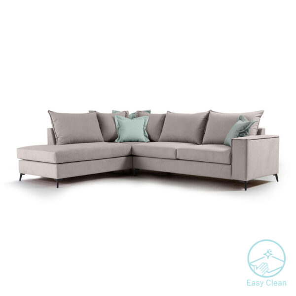 Corner sofa Boston pakoworld right corner fabric elephant-ciel 290x235x95cm 168-000032