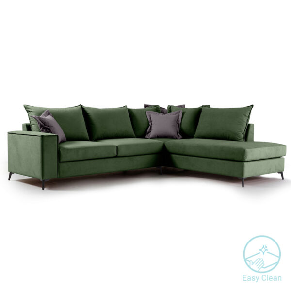 Corner sofa Boston pakoworld left corner fabric dark green-dark grey 290x235x95cm 168-000033