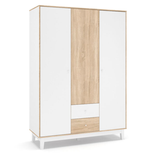 Wardrobe Awell pakoworld 3 doors color sonoma-white 153,5x54,5x216cm 173-000007