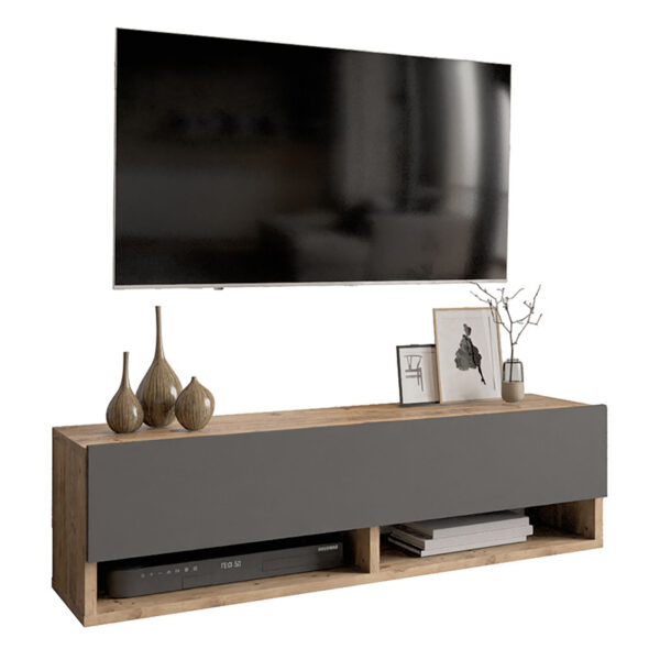 Roscoe pakoworld wall TV unit with shelf color anthracite-oak 100x31,5x29cm 176-000022