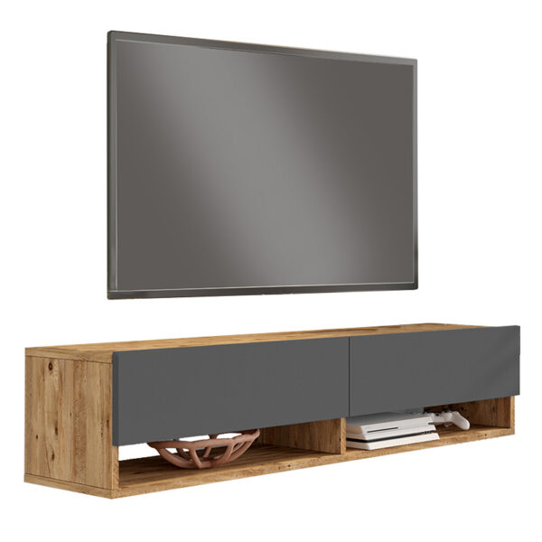 Roscoe pakoworld wall TV unit in color dark grey-sonoma 140x31.6x29.6cm 176-000064