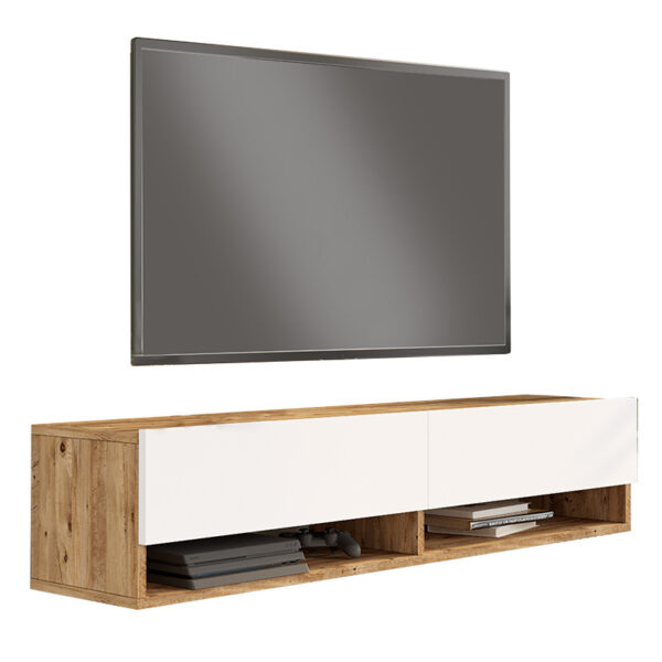 Roscoe pakoworld wall TV unit in color white-sonoma 140x31.6x29.6cm 176-000065