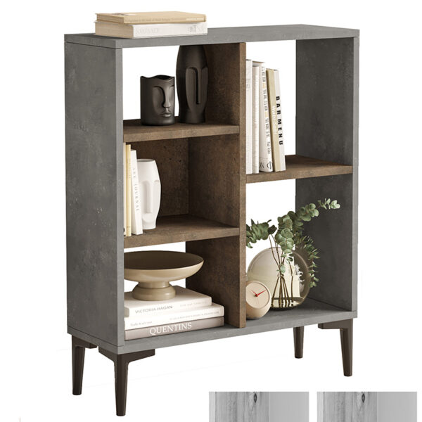 Neville pakoworld low bookcase color cement-walnut 69x25x87.6cm 176-000076