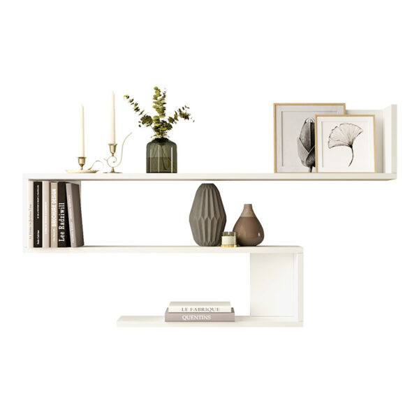 Wall shelf Belinda pakoworld in white color 120x14.5x71.4cm 176-000081