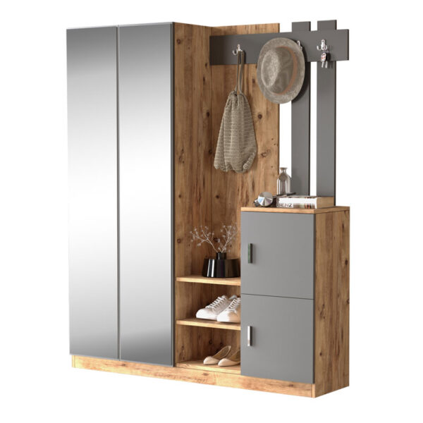 Entrance unit Doorse pakoworld melamine dark grey-sonoma 147.5x35x180cm 176-000129