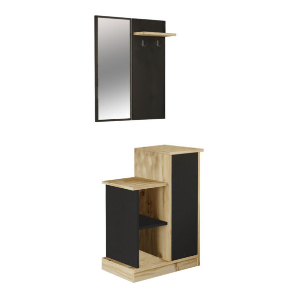 Entrance unit Wizbo pakoworld melamine black-natural 61x37x82.5cm 176-000136