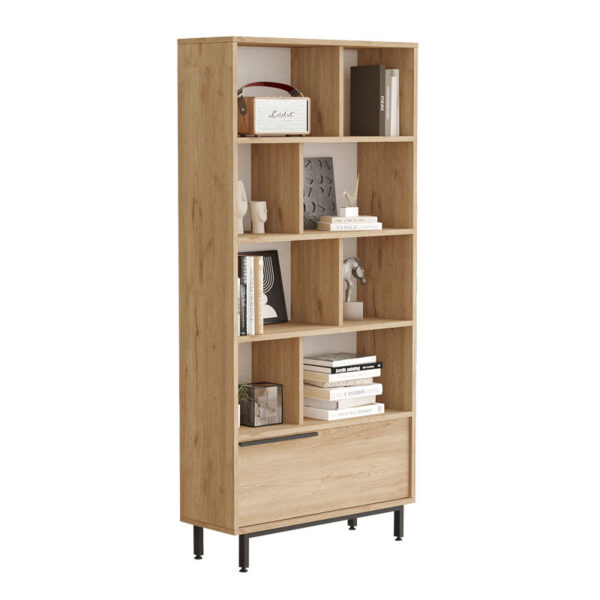 Bookcase Libro pakoworld melamine natural-black 84x29.5x175.5cm 176-000142
