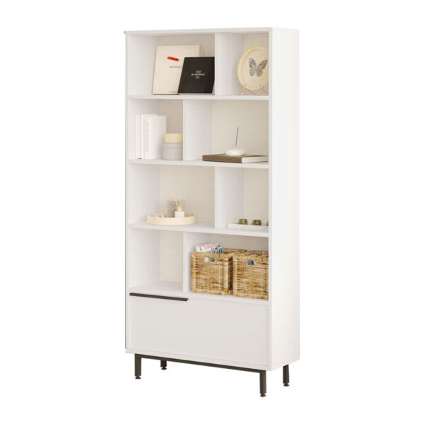 Bookcase Libro pakoworld melamine white-black 84x29.5x175.5cm 176-000143