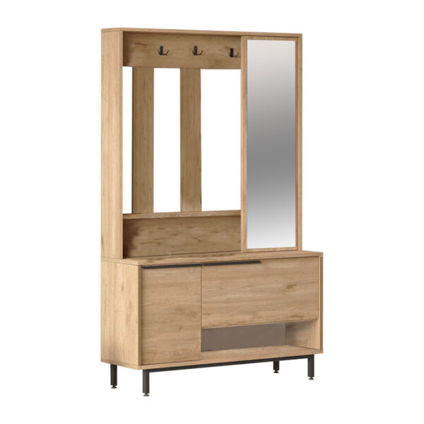 Entrance unit Zerbie pakoworld melamine natural-black 112x35.5x178cm 176-000148
