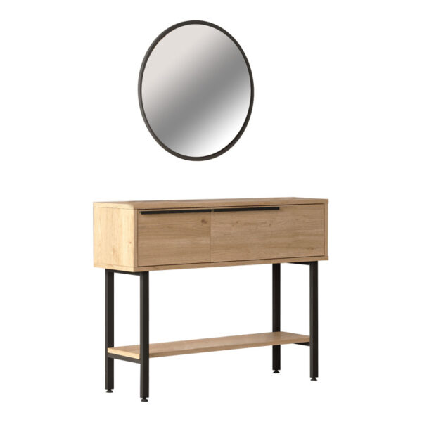 Dressing table with mirror Wardio pakoworld melamine natural-black 100x29.5x76cm 176-000150